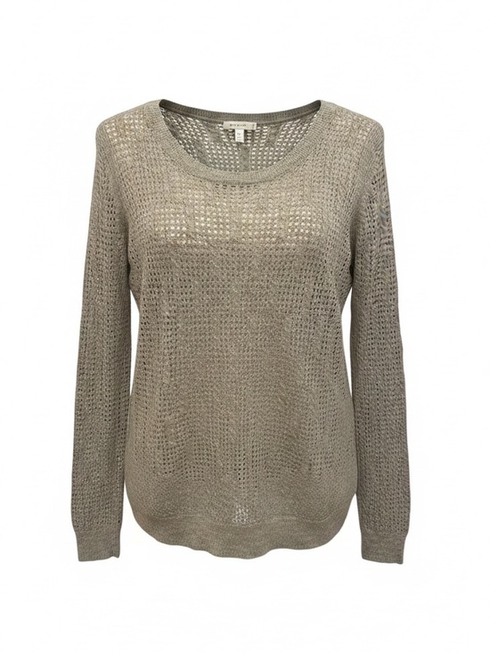 Rebecca Taylor Sweaters - REBECCA TAYLOR Gray Open Knit Pointelle Sweater Sz L Quiet Luxury